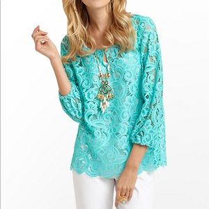 Lilly Pulitzer Telyn Lace Teal Top